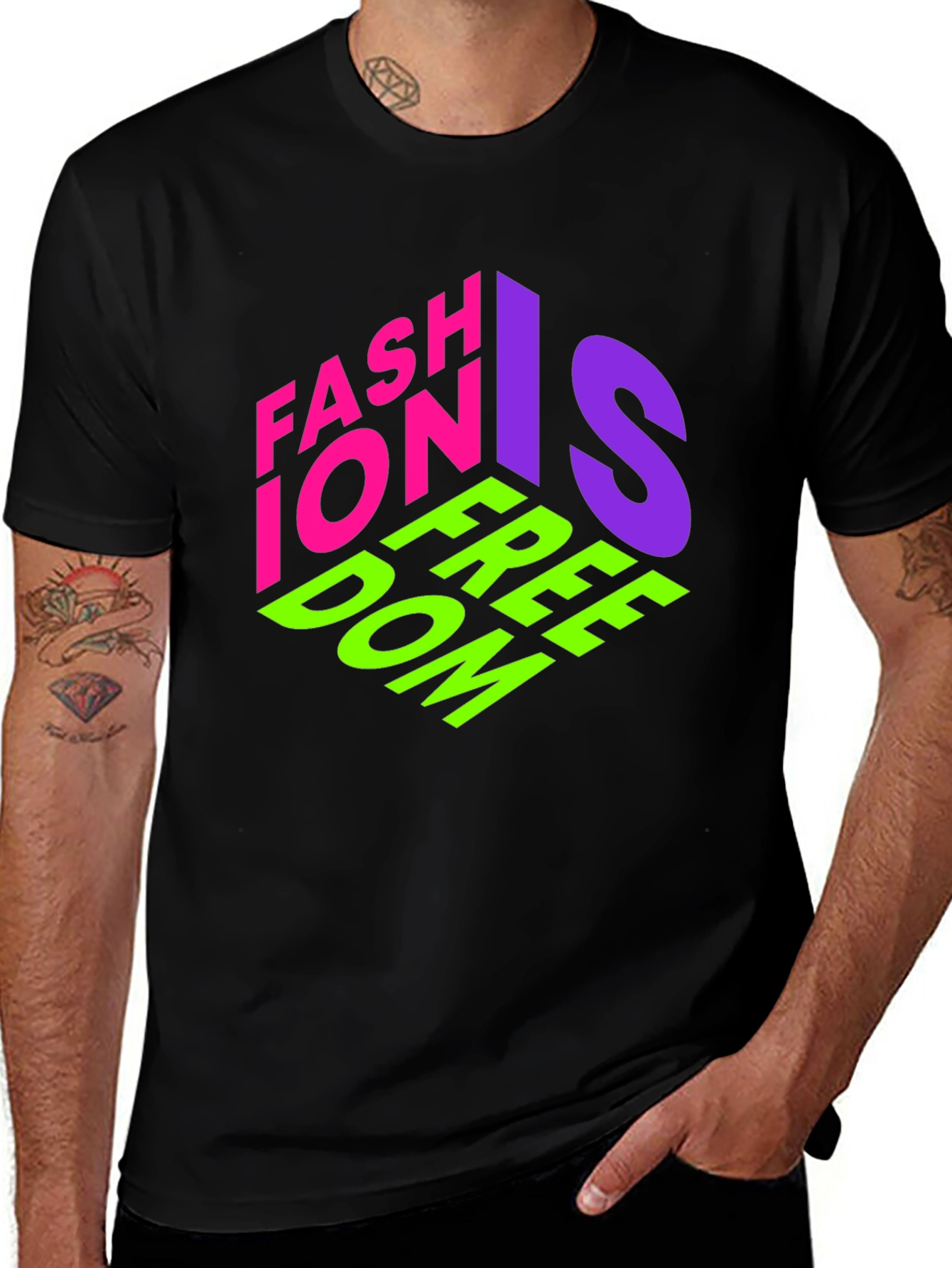 Fashion is Freedom Graphic Tee - Stylish Black T-Shirt