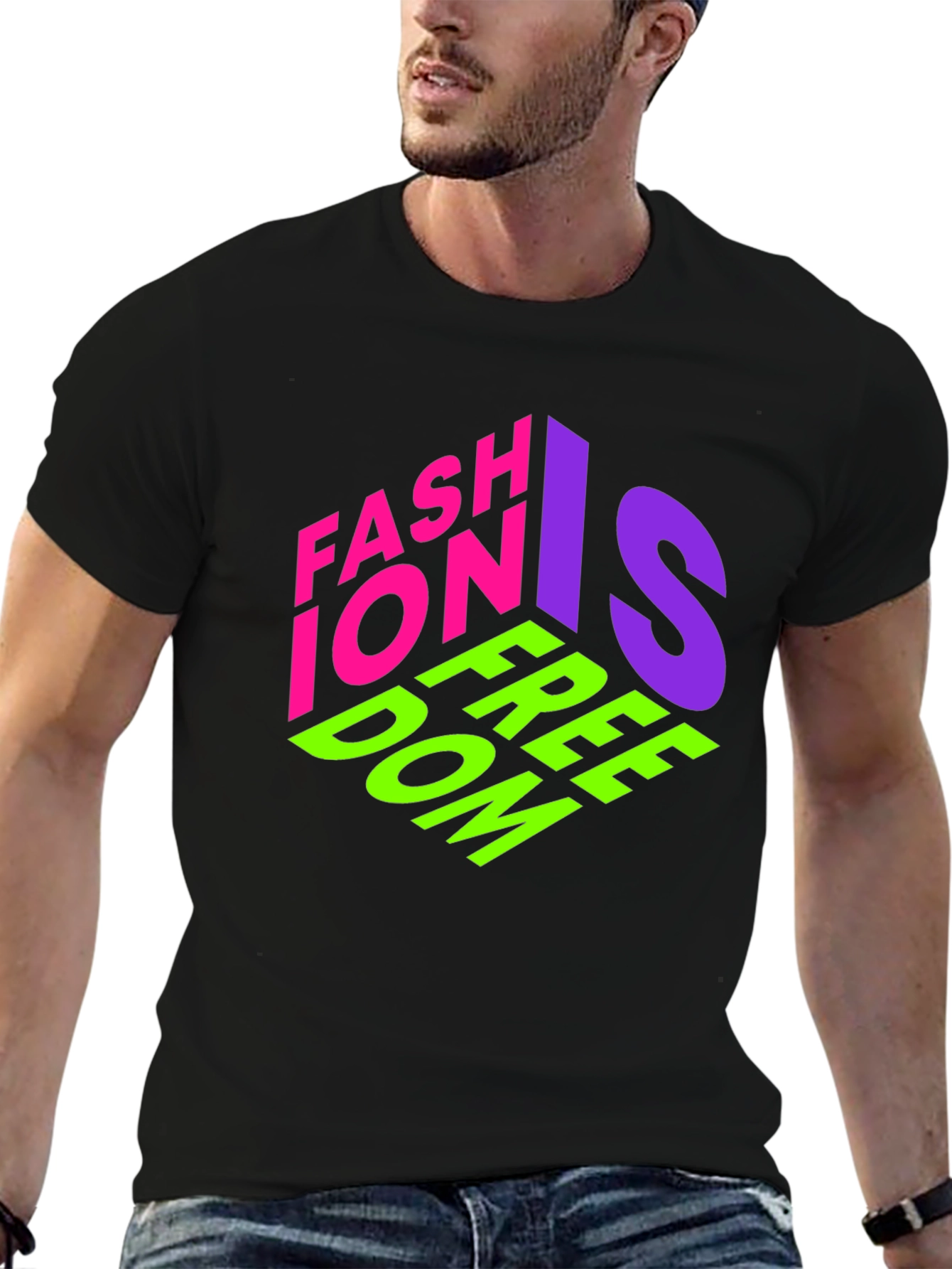 Fashion is Freedom Graphic Tee - Stylish Black T-Shirt