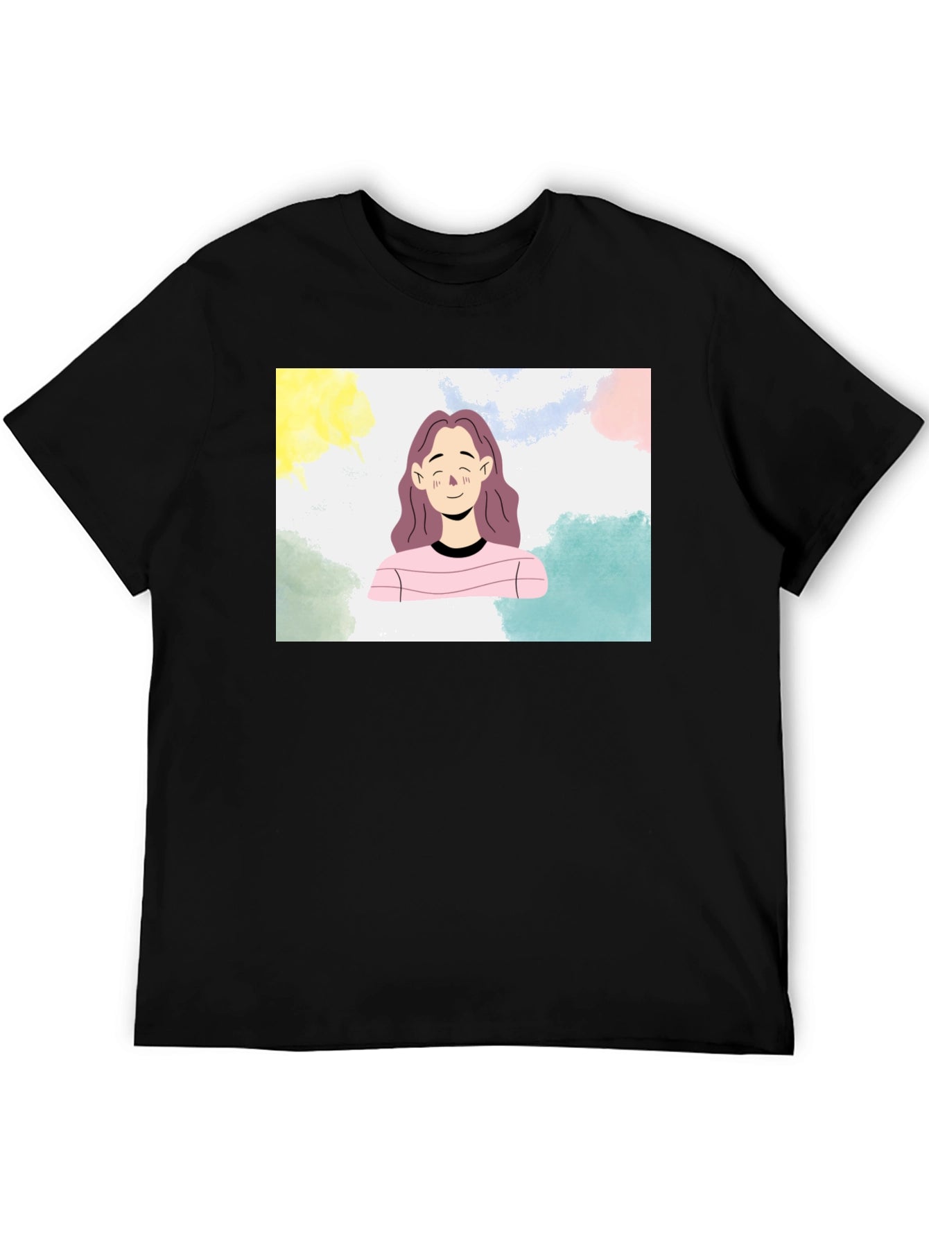 Cartoon Portrait Black T-Shirt