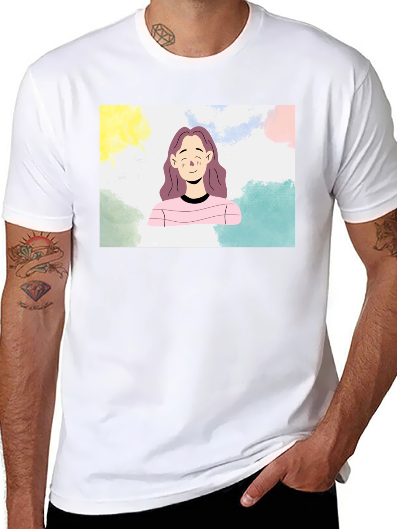 Cartoon Portrait Black T-Shirt