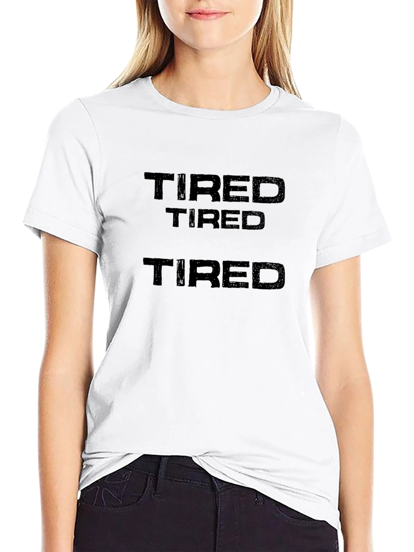Tired Graphic Tee - Black Casual T-Shirt