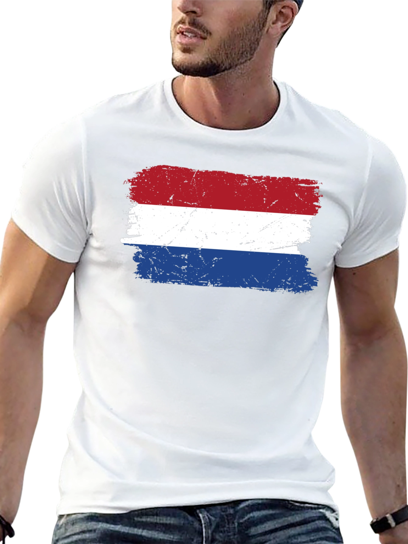 Netherlands Flag Grunge T-Shirt