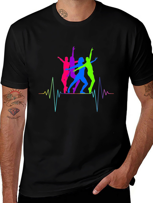 Colorful Dancing Heartbeat Graphic Tee