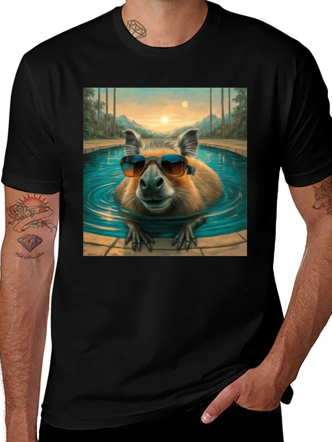 Capybara Poolside T-Shirt - Cool Summer Vibes!