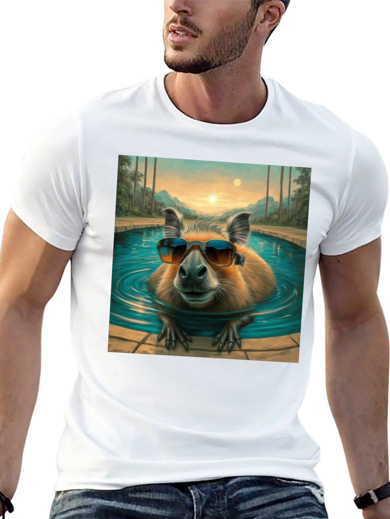 Capybara Poolside T-Shirt - Cool Summer Vibes!