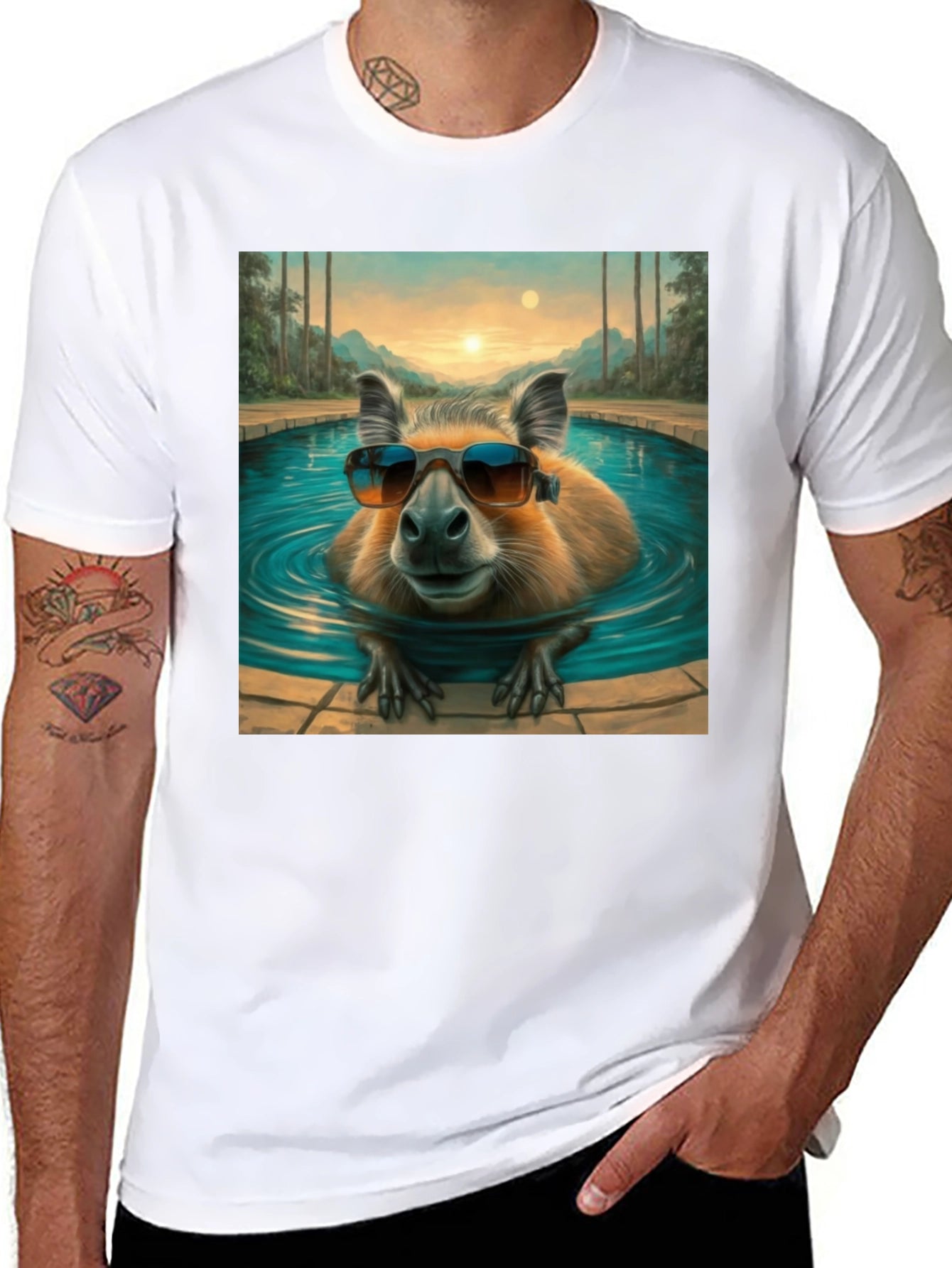 Capybara Poolside T-Shirt - Cool Summer Vibes!