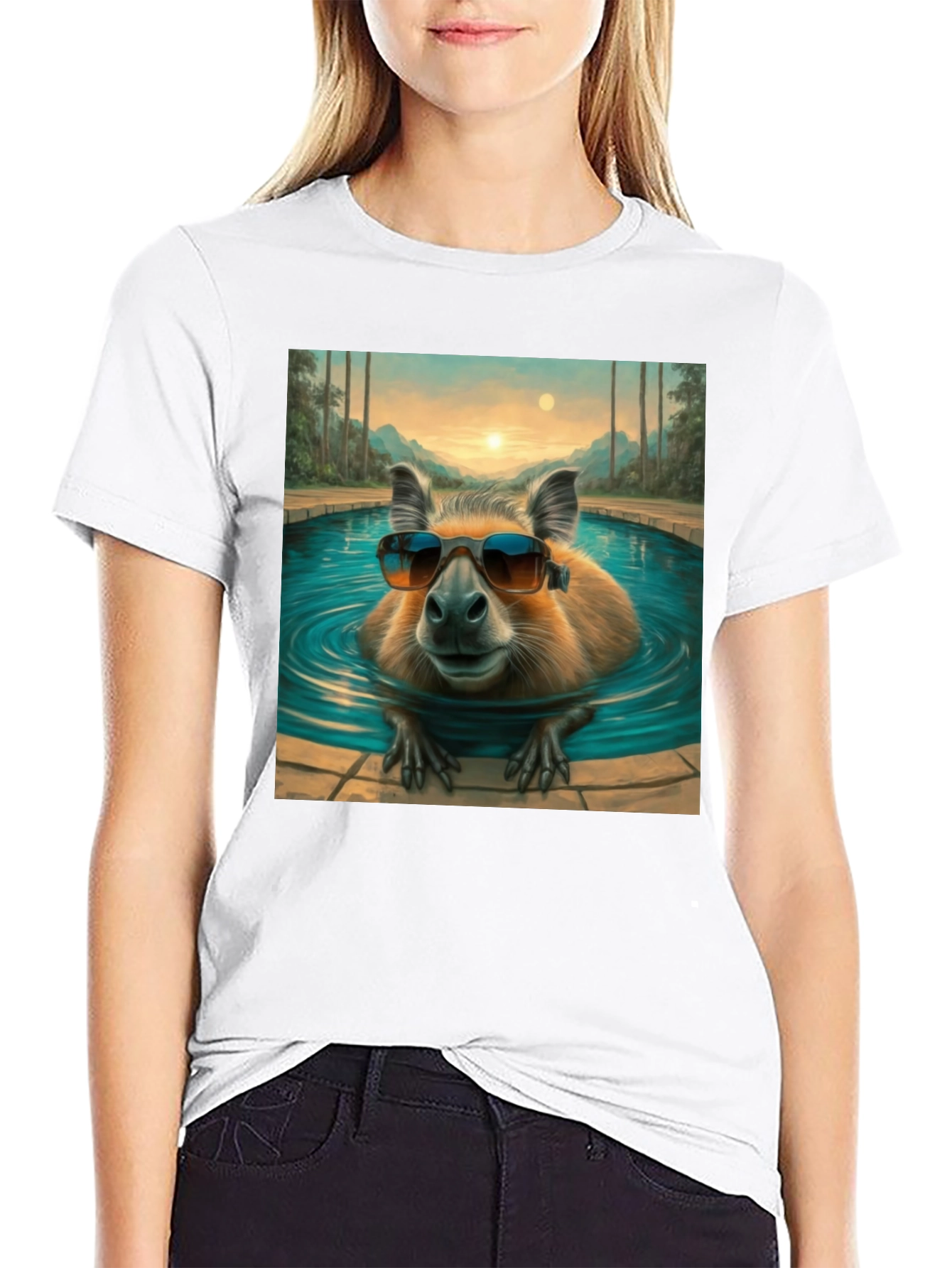 Capybara Poolside T-Shirt - Cool Summer Vibes!