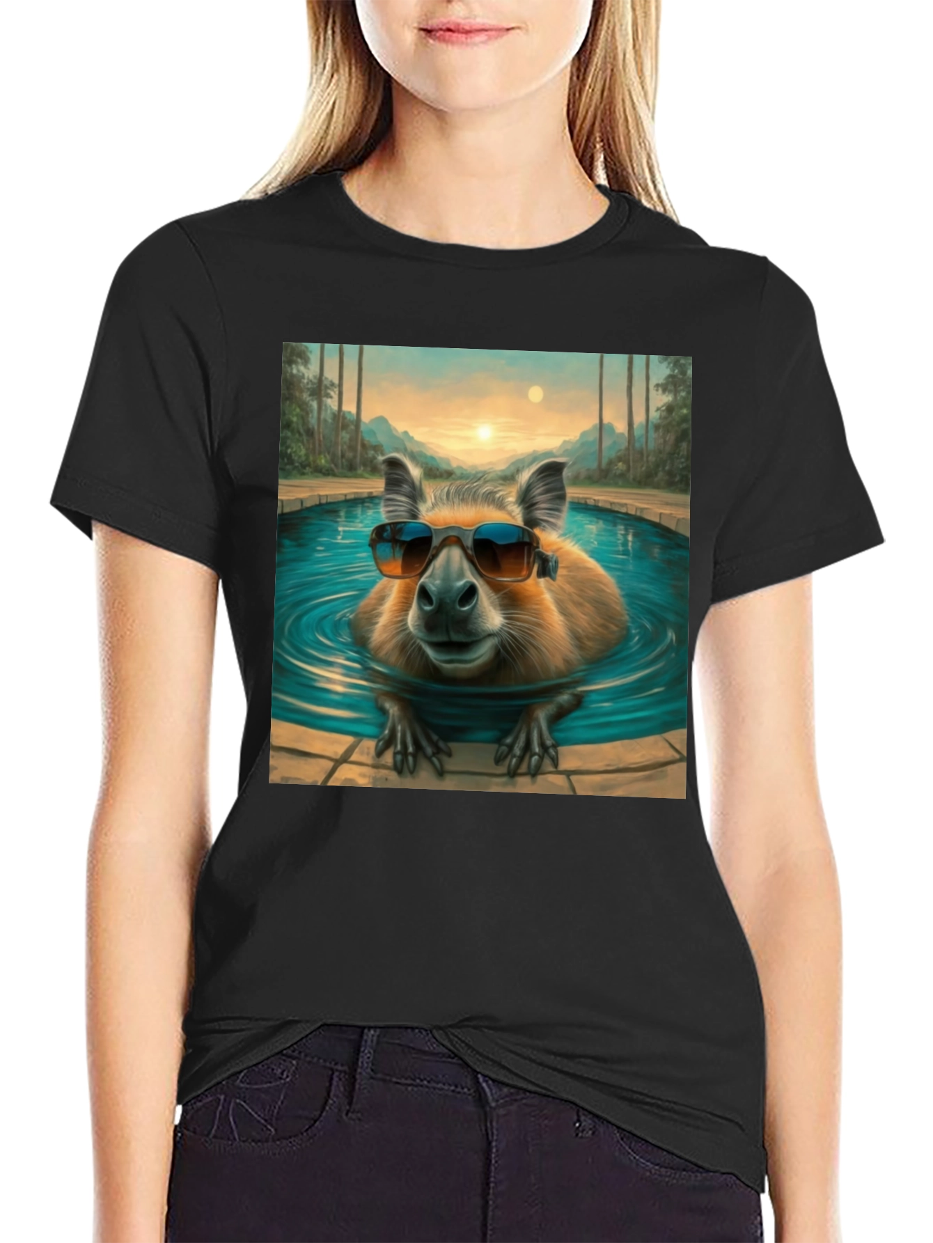 Capybara Poolside T-Shirt - Cool Summer Vibes!