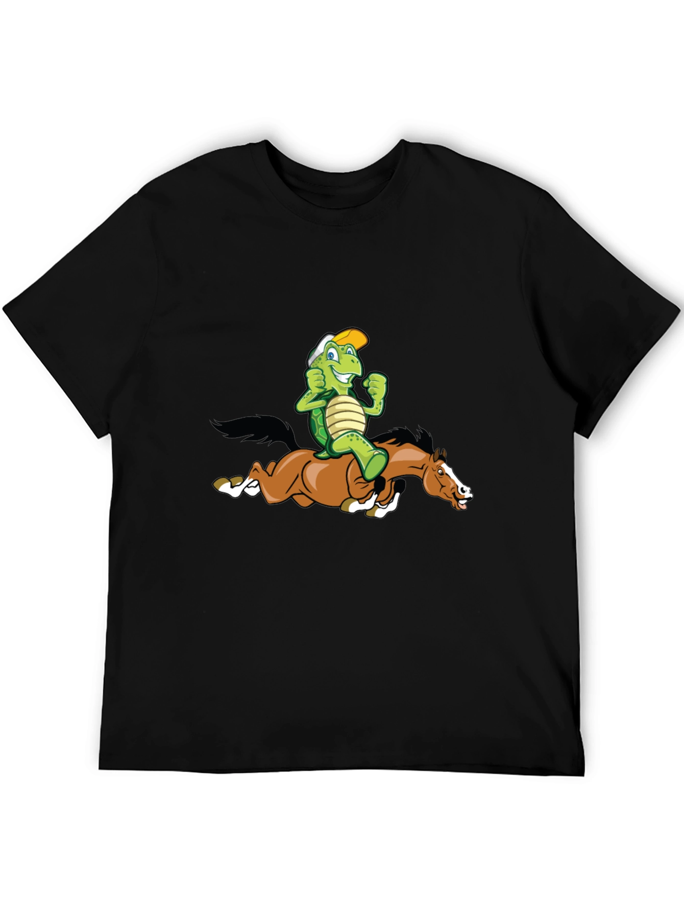 Turtle Riding Horse Graphic Tee - Black