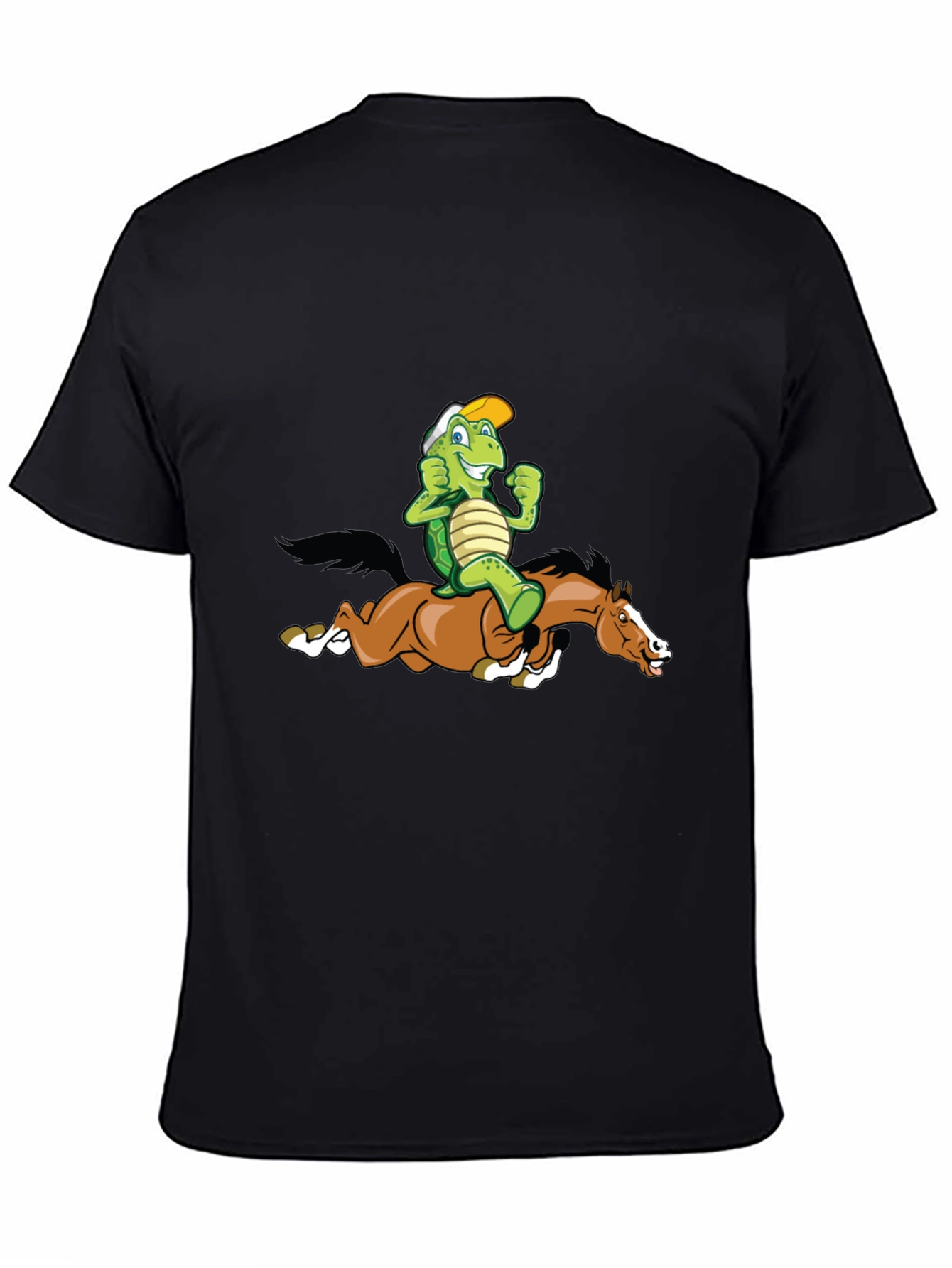 Turtle Riding Horse Graphic Tee - Black