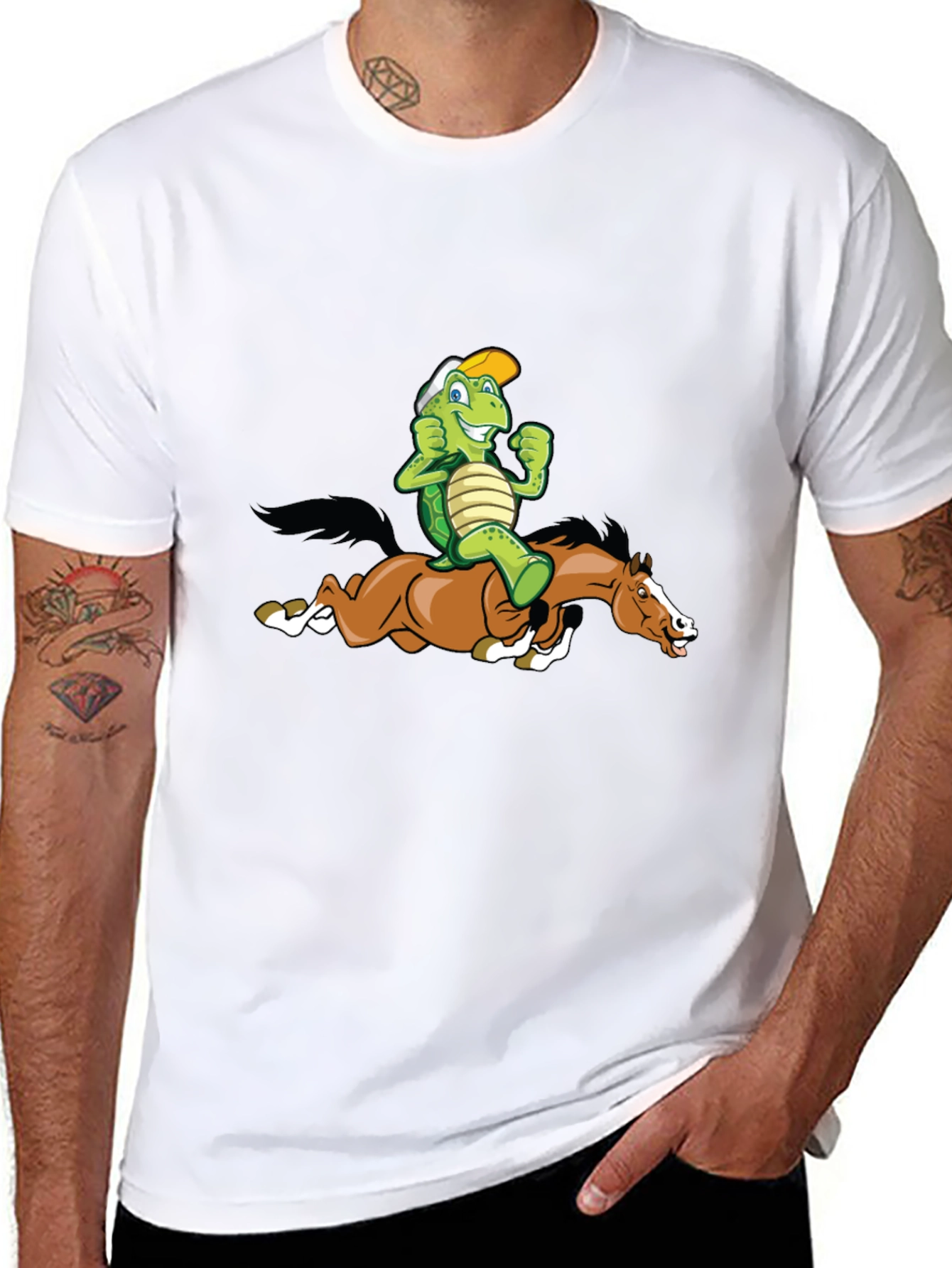 Turtle Riding Horse Graphic Tee - Black