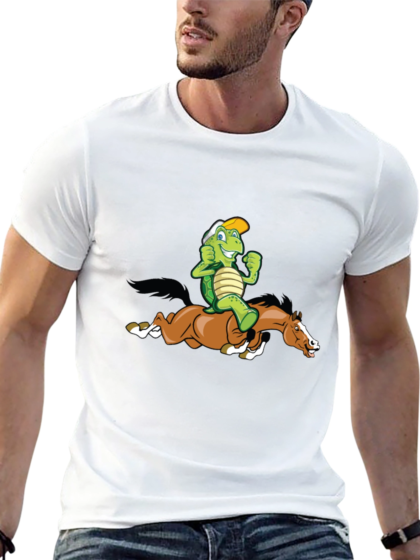 Turtle Riding Horse Graphic Tee - Black