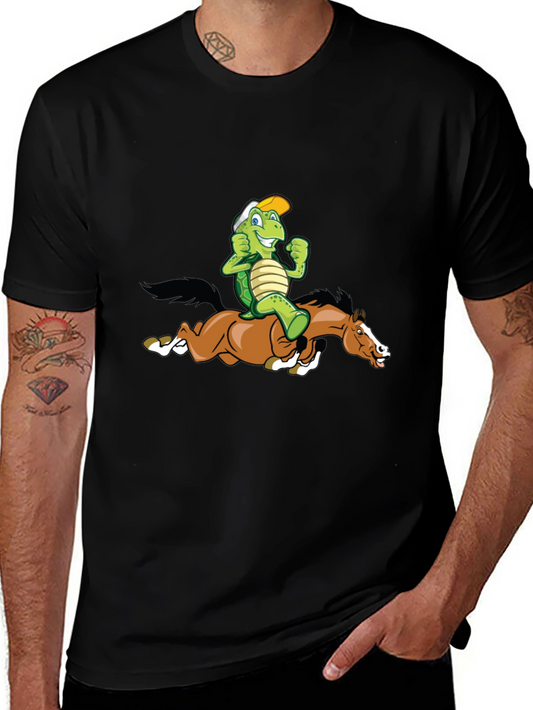 Turtle Riding Horse Graphic Tee - Black