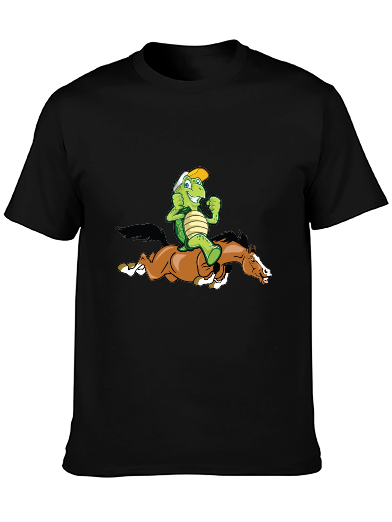 Turtle Riding Horse Graphic Tee - Black