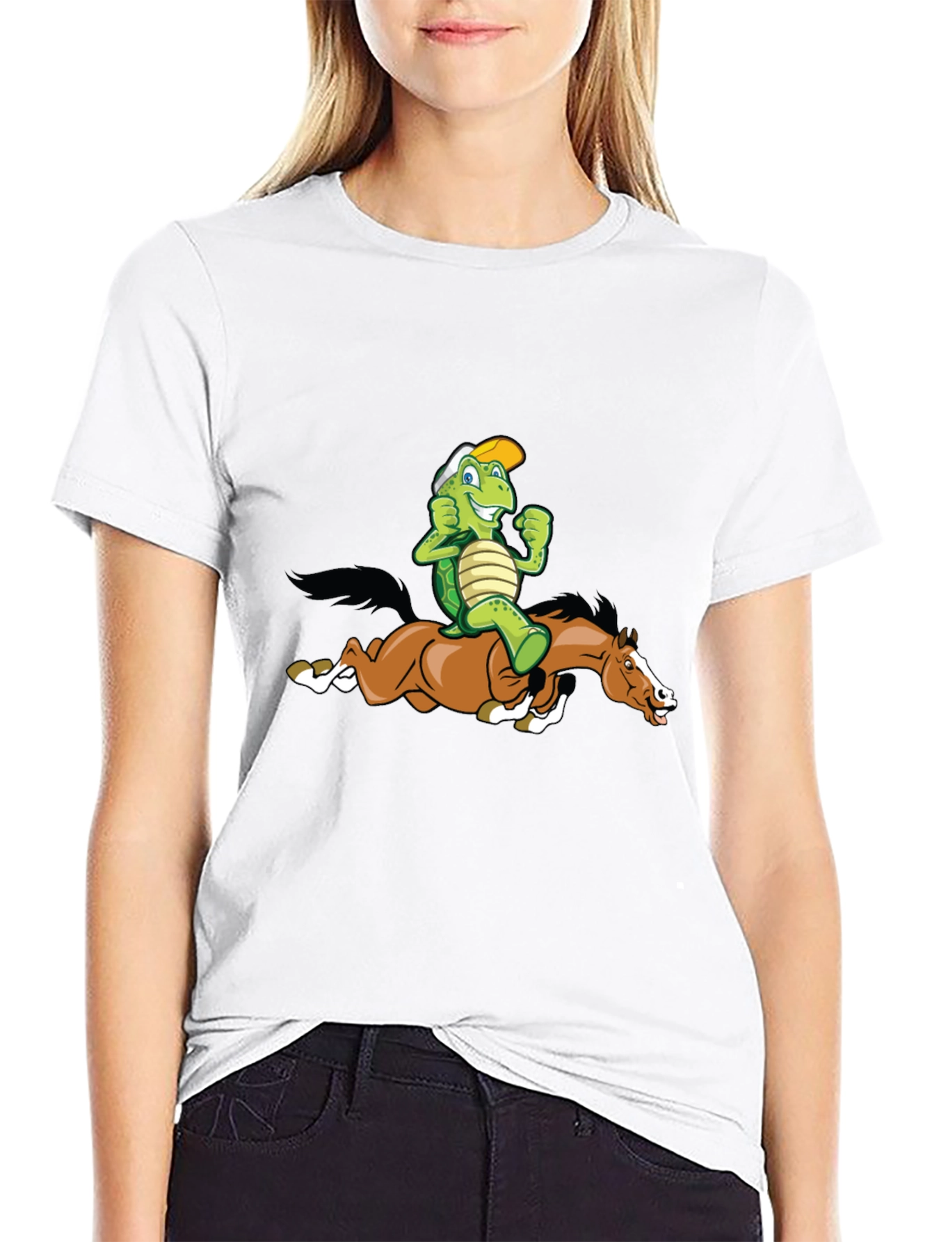 Turtle Riding Horse Graphic Tee - Black