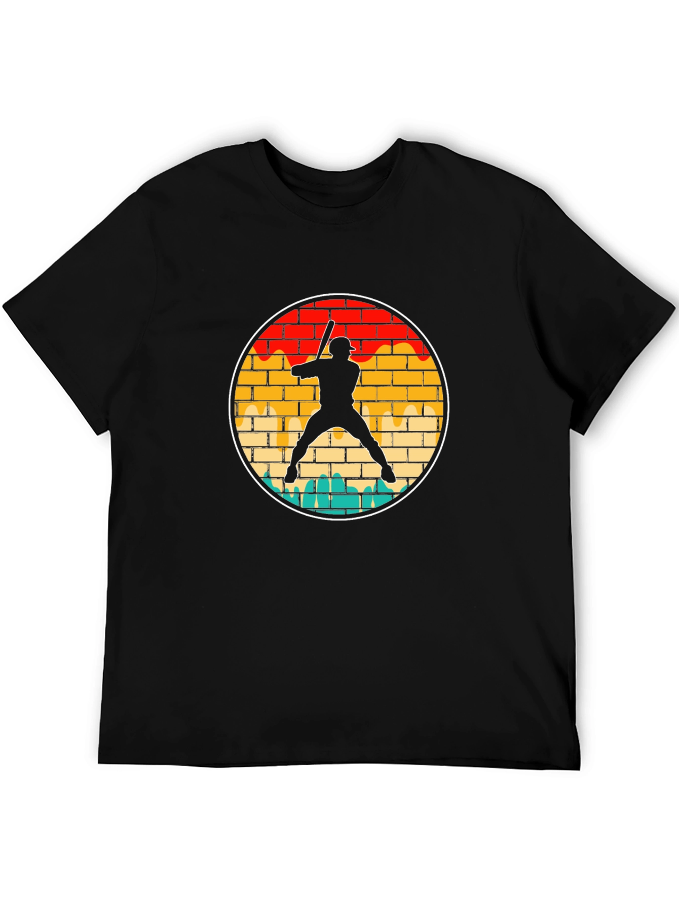 Retro Baseball Player Silhouette Graphic Tee
