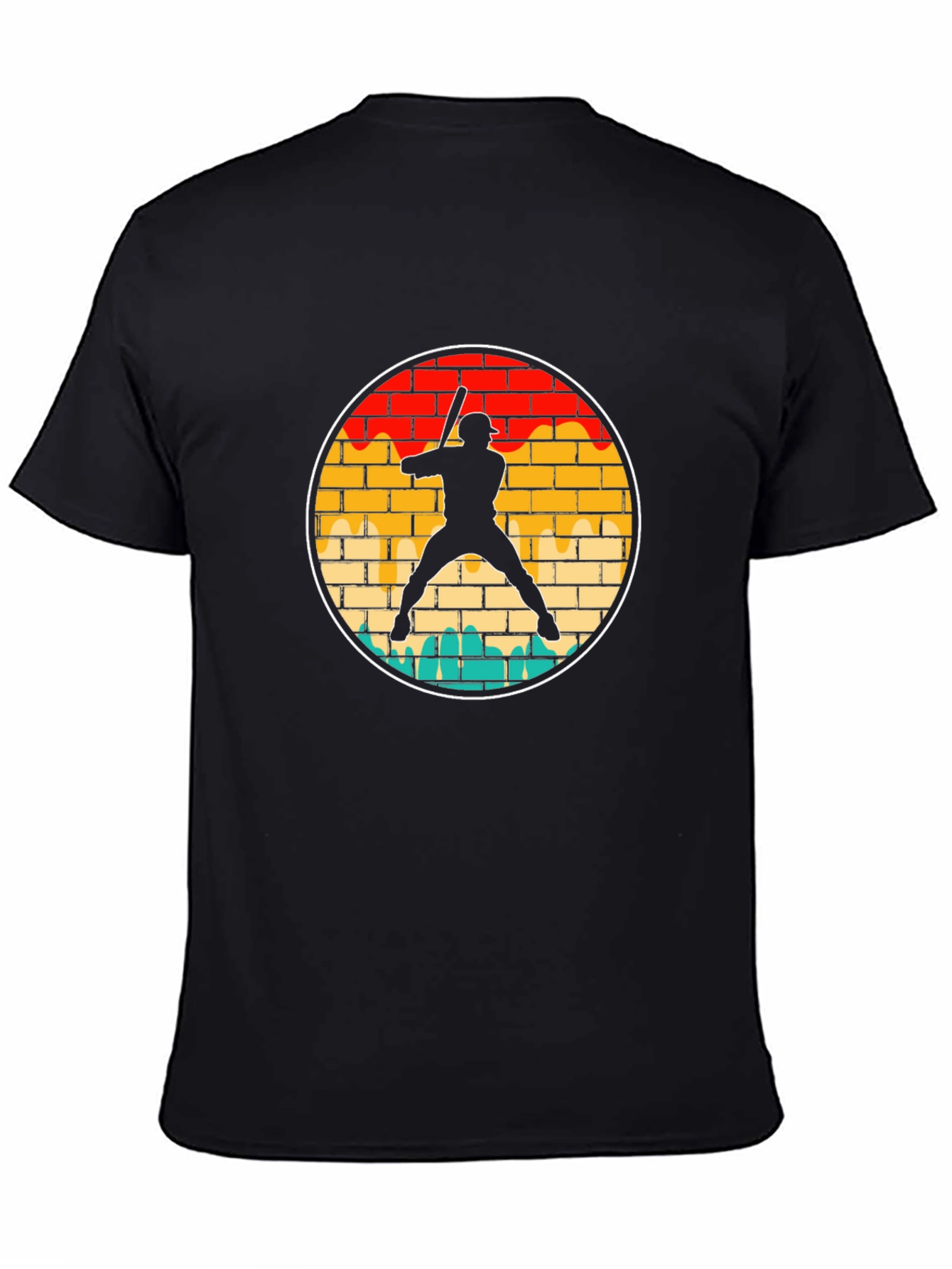 Retro Baseball Player Silhouette Graphic Tee