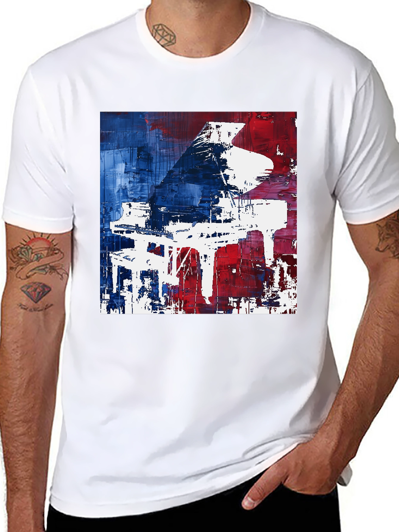 Abstract Piano Graphic Tee - Modern Art T-Shirt