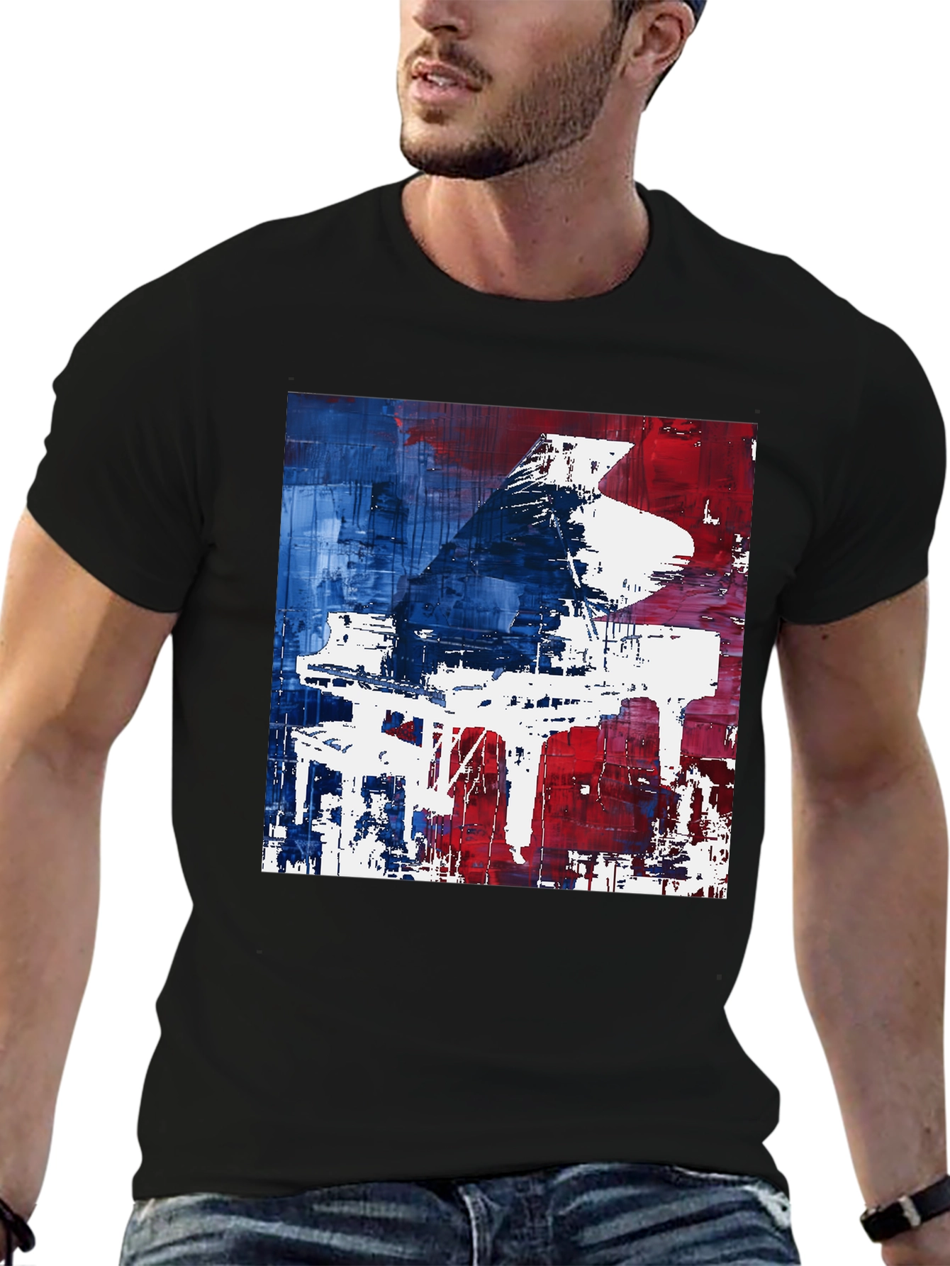 Abstract Piano Graphic Tee - Modern Art T-Shirt