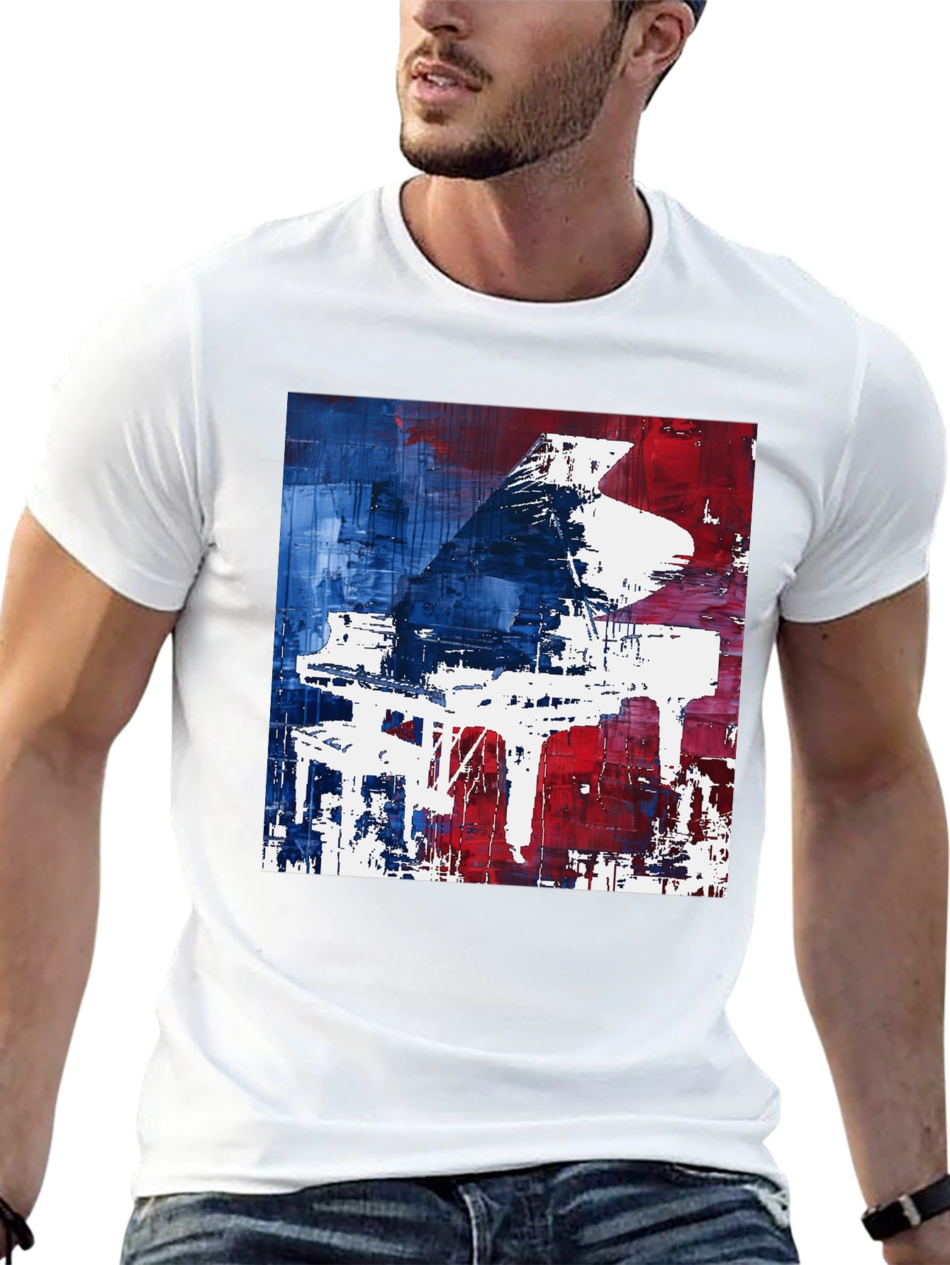 Abstract Piano Graphic Tee - Modern Art T-Shirt