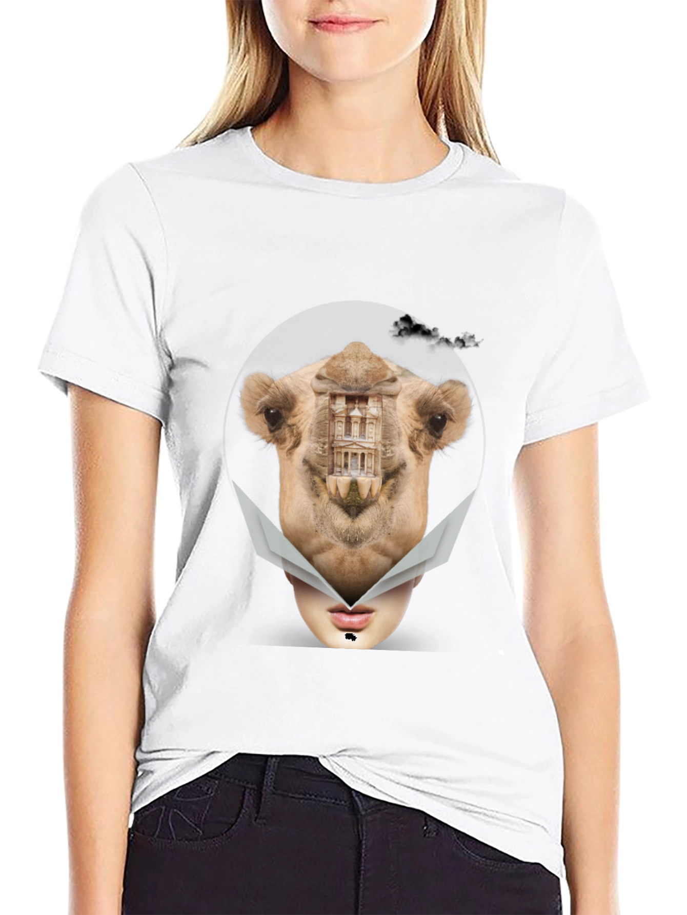 Surreal Camel Face Graphic T-Shirt