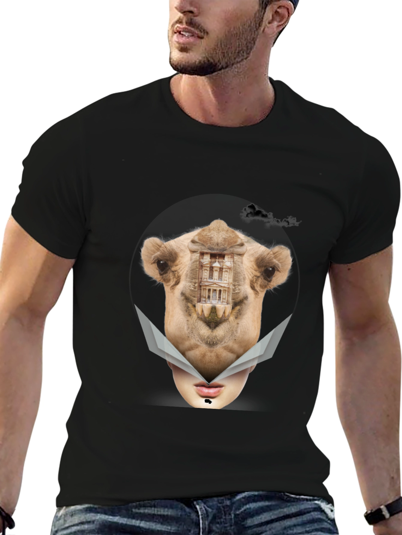 Surreal Camel Face Graphic T-Shirt
