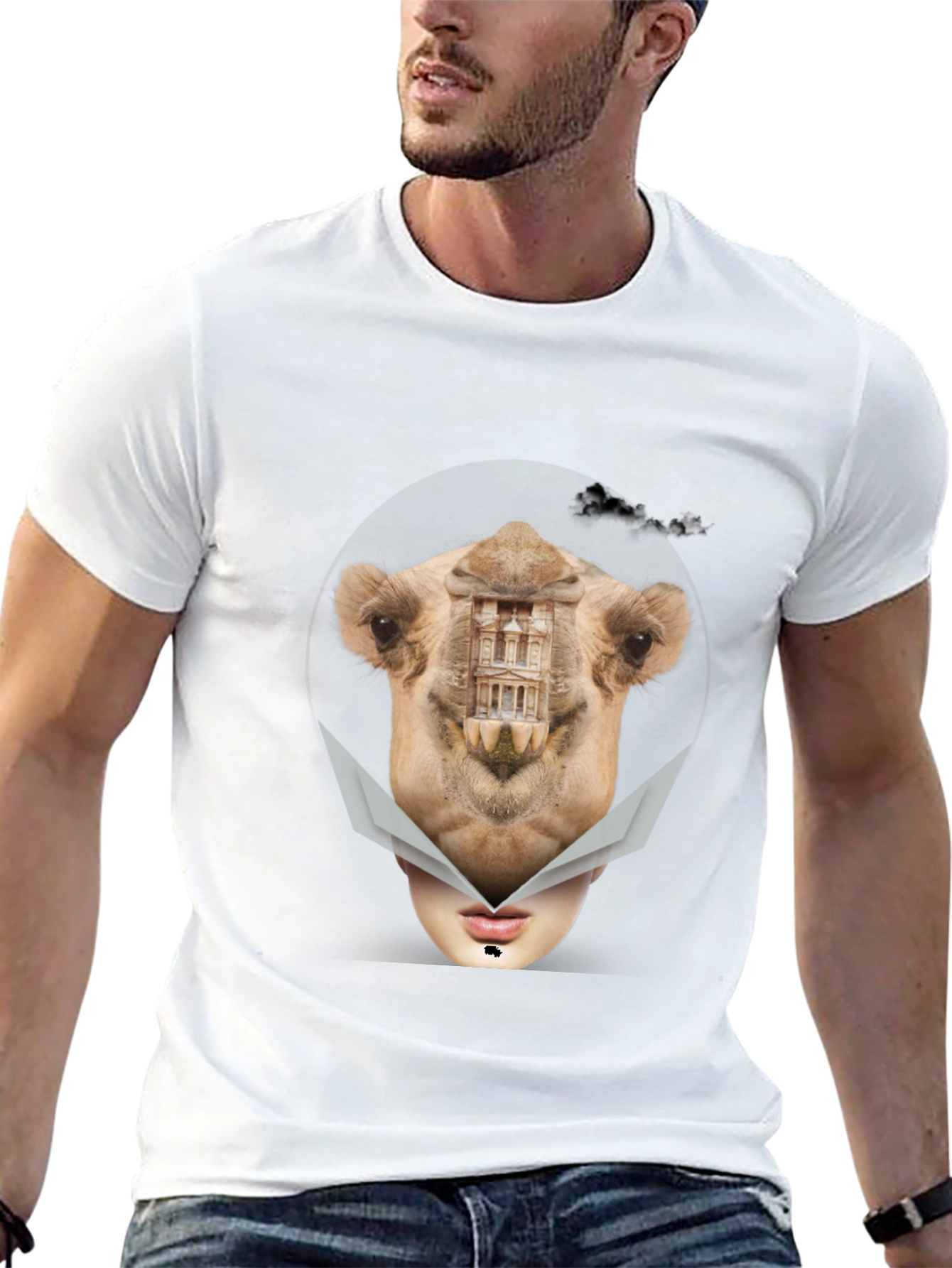 Surreal Camel Face Graphic T-Shirt