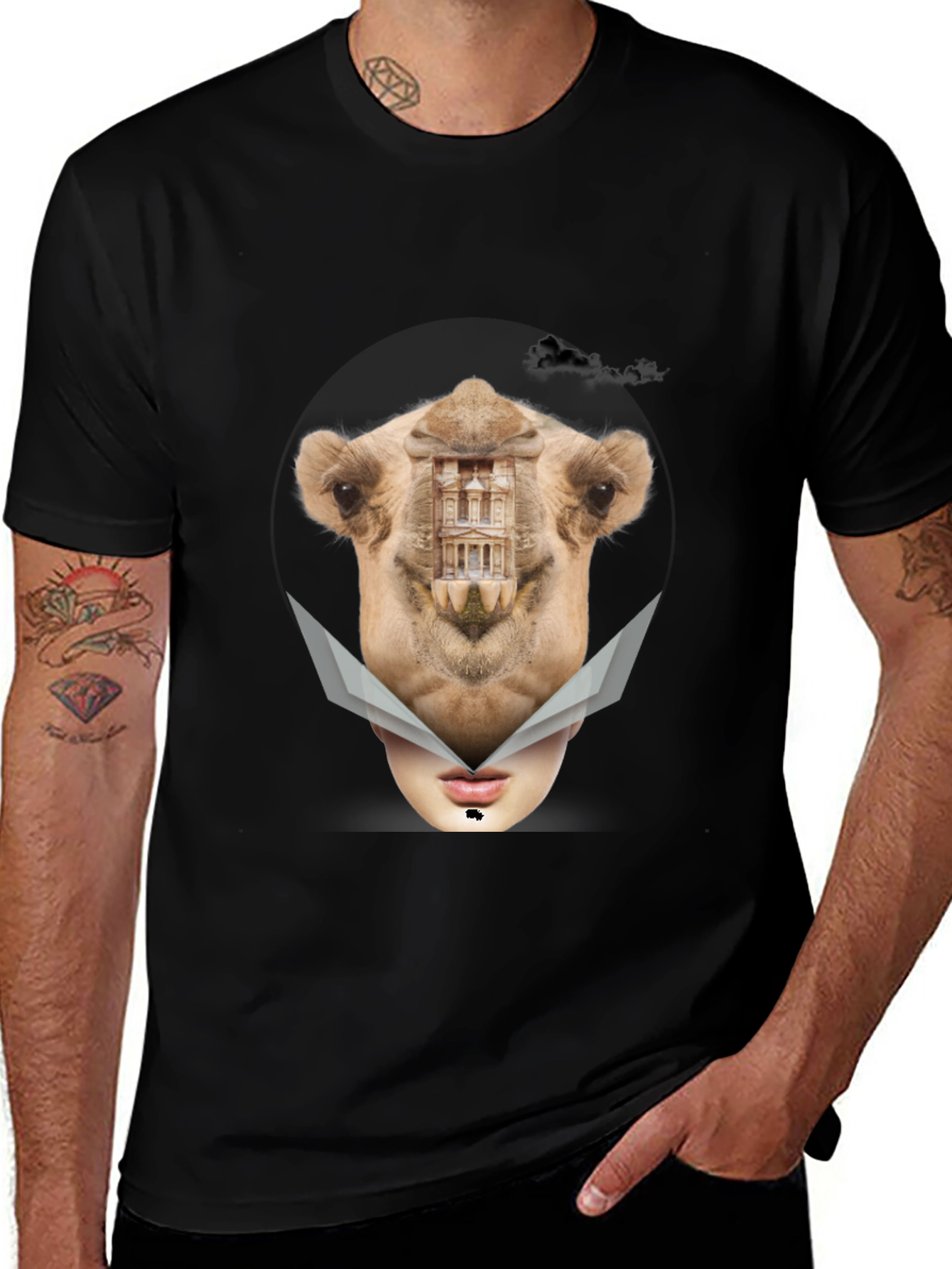 Surreal Camel Face Graphic T-Shirt