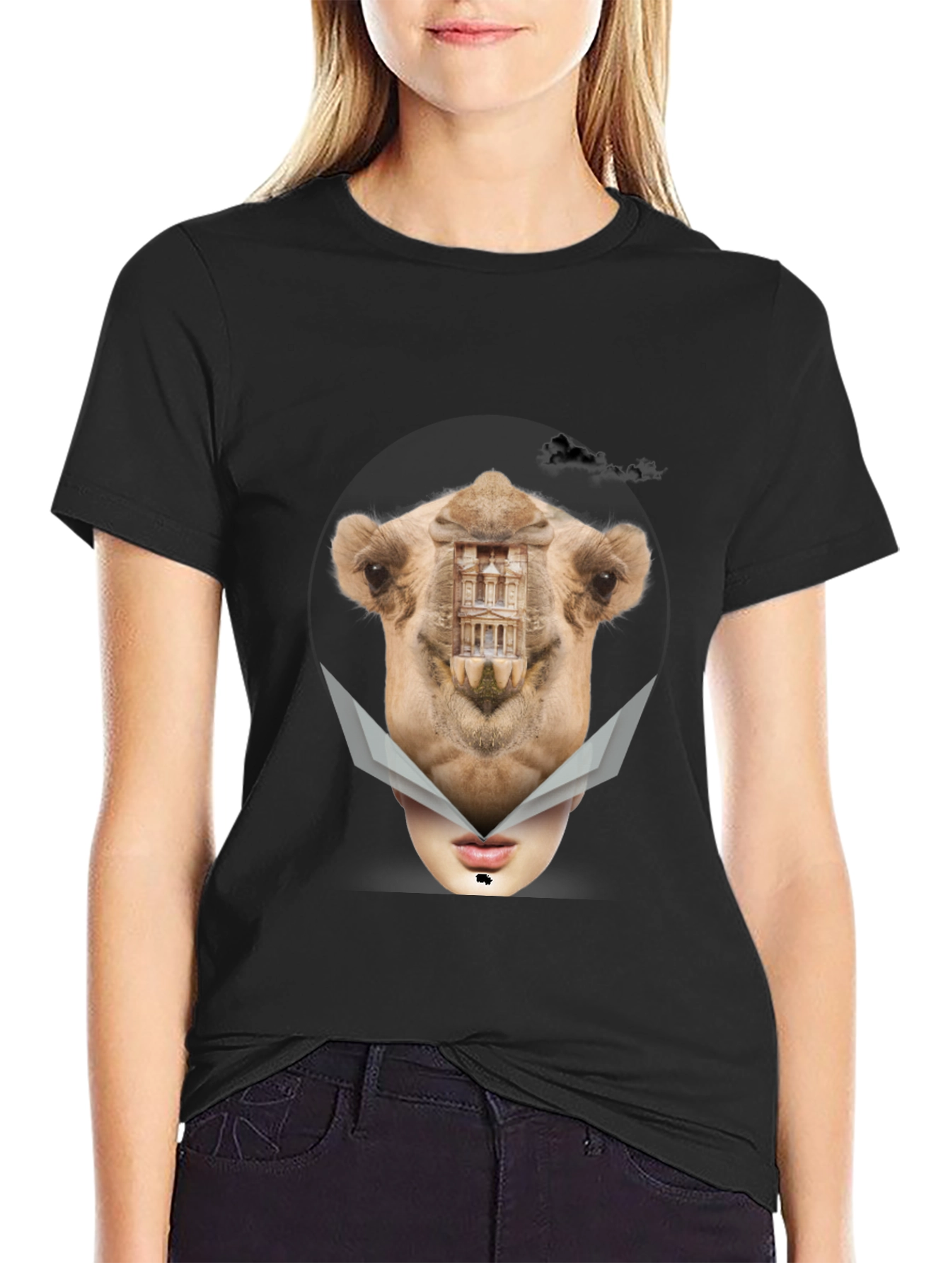 Surreal Camel Face Graphic T-Shirt