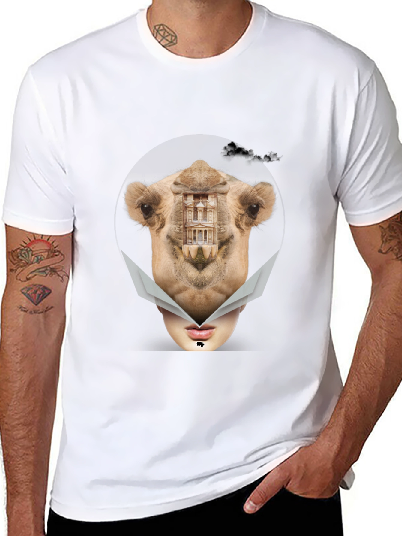 Surreal Camel Face Graphic T-Shirt