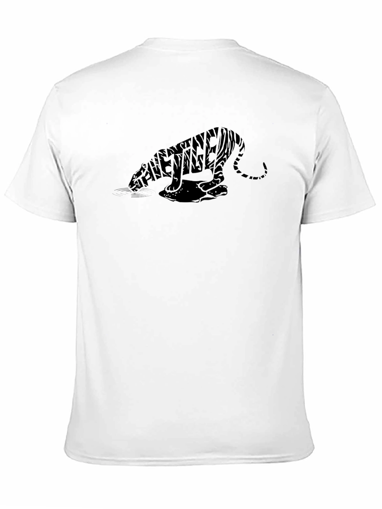 Mens Black Tiger Typography Graphic T-Shirt