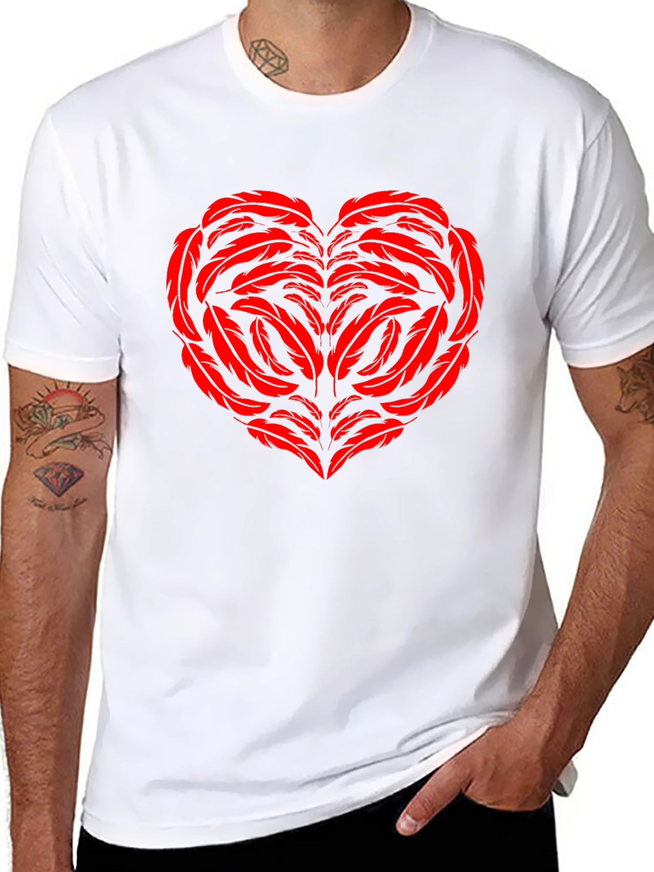 Feather Heart Graphic Black Tee