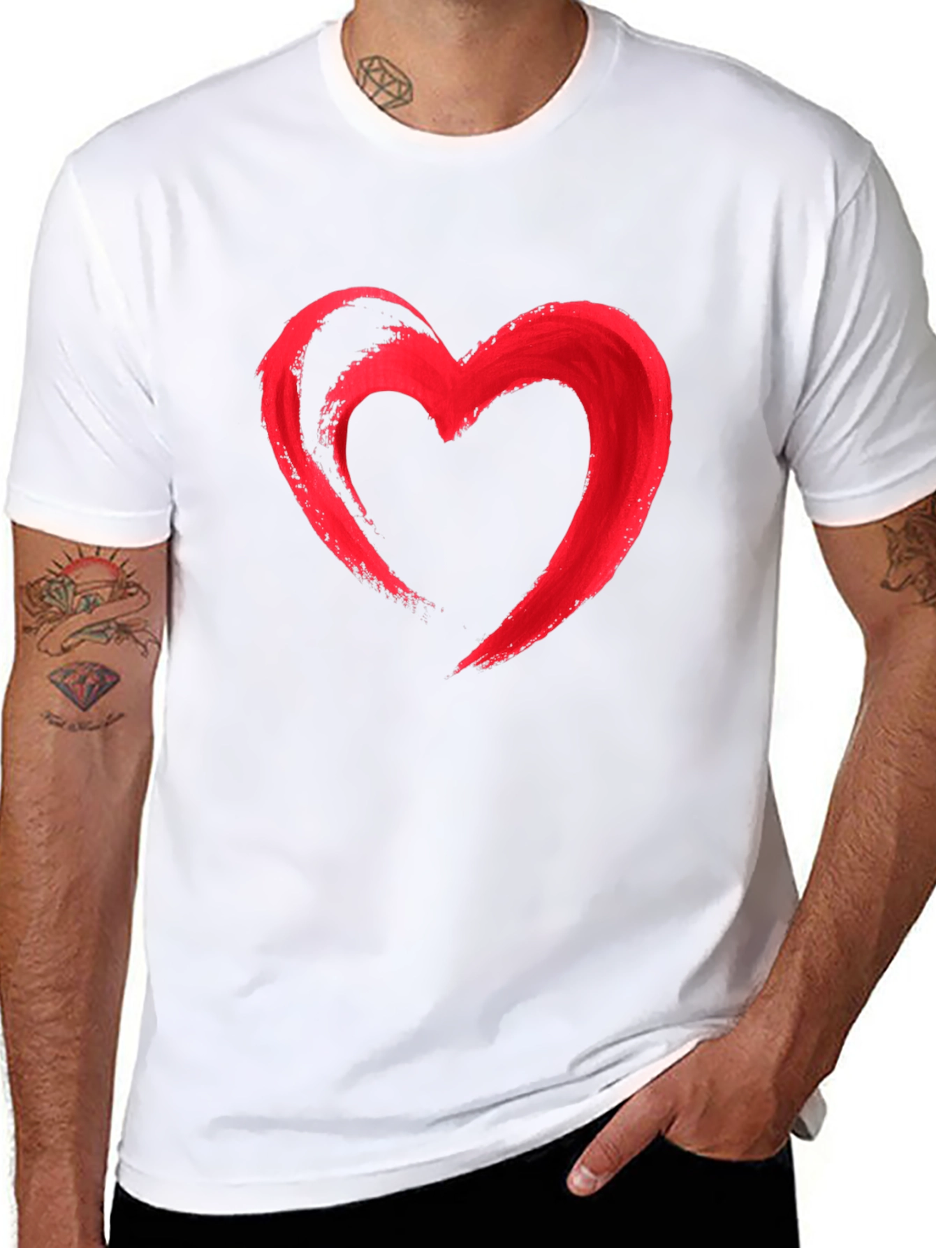 Red Heart Graphic Print Black T-Shirt