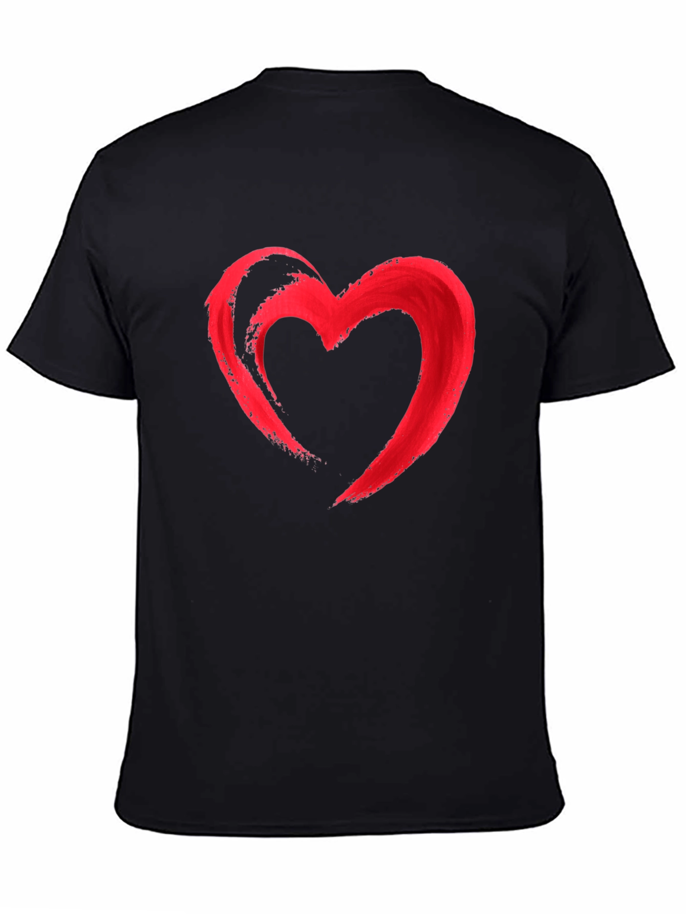Red Heart Graphic Print Black T-Shirt