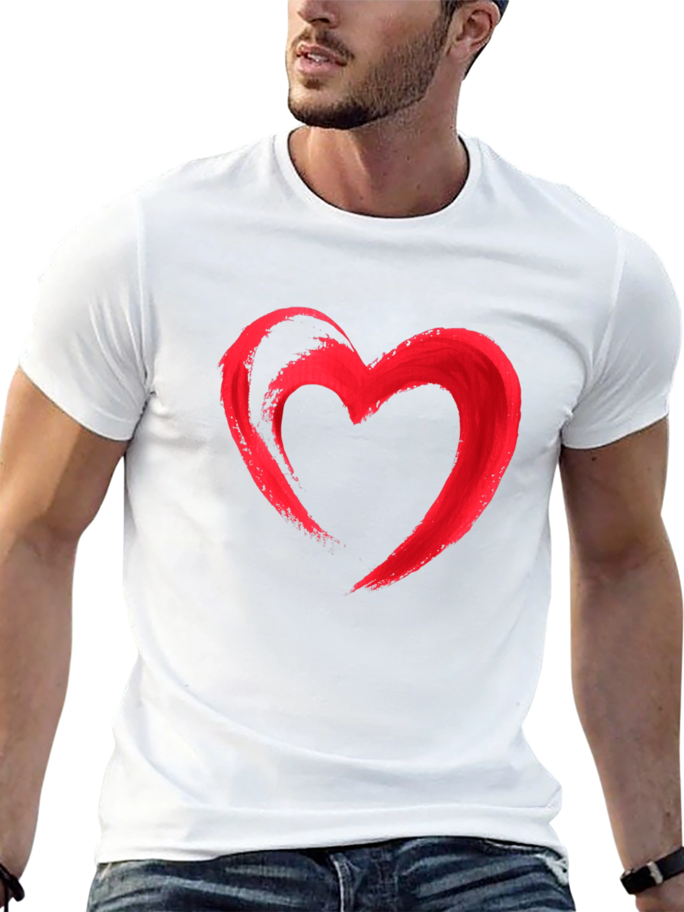 Red Heart Graphic Print Black T-Shirt