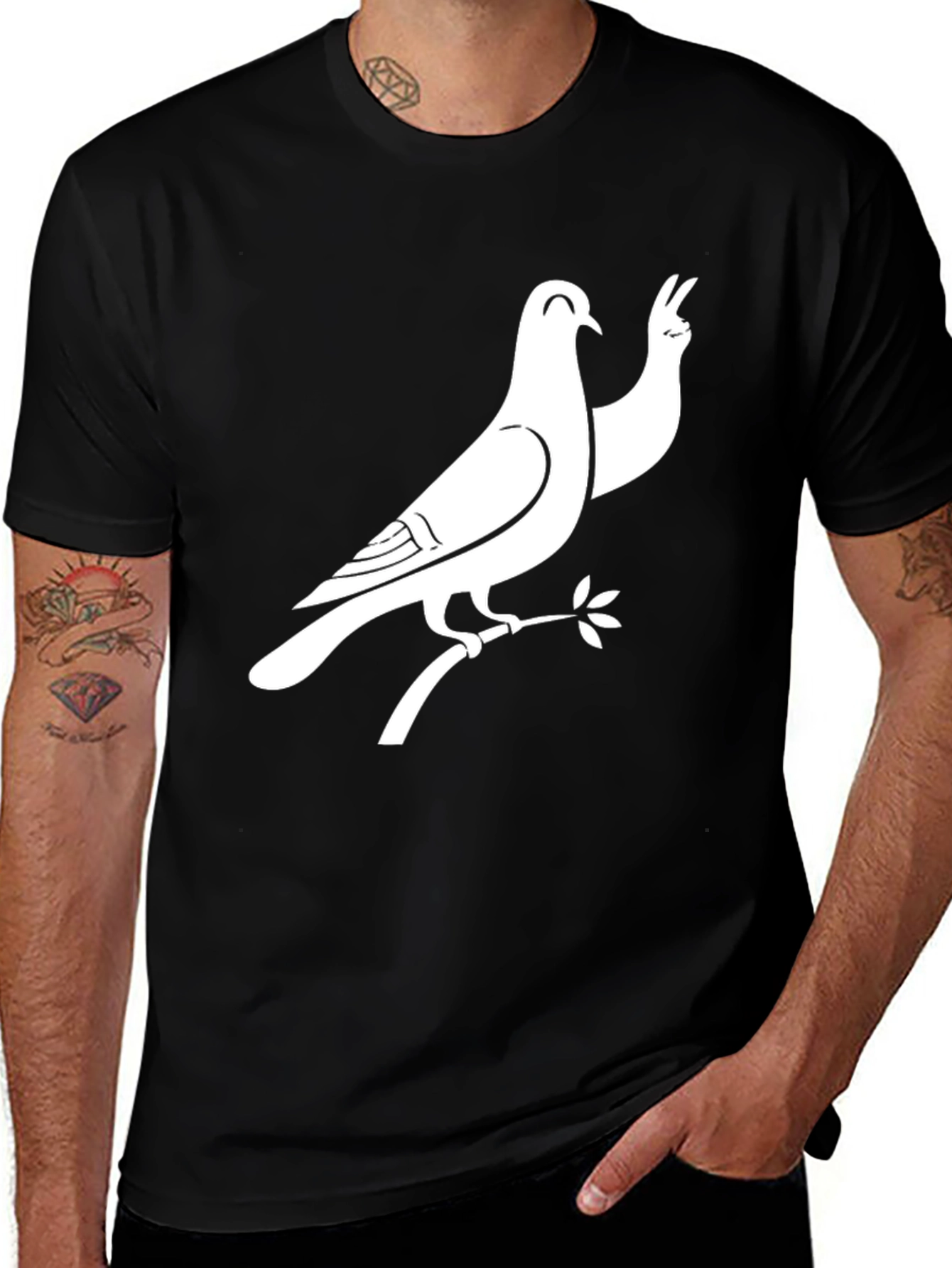 Peace Dove Graphic Tee - Soft Cotton Black T-Shirt