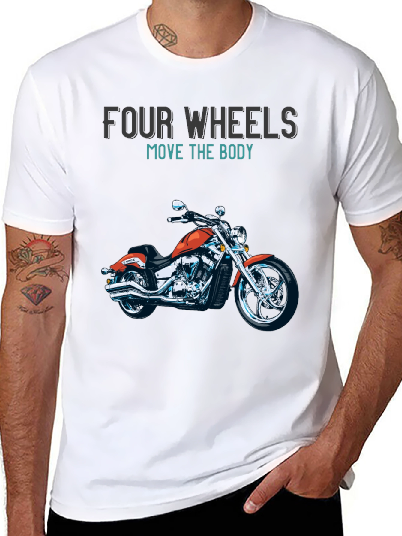 Four Wheels Motorcycle Graphic T-Shirt