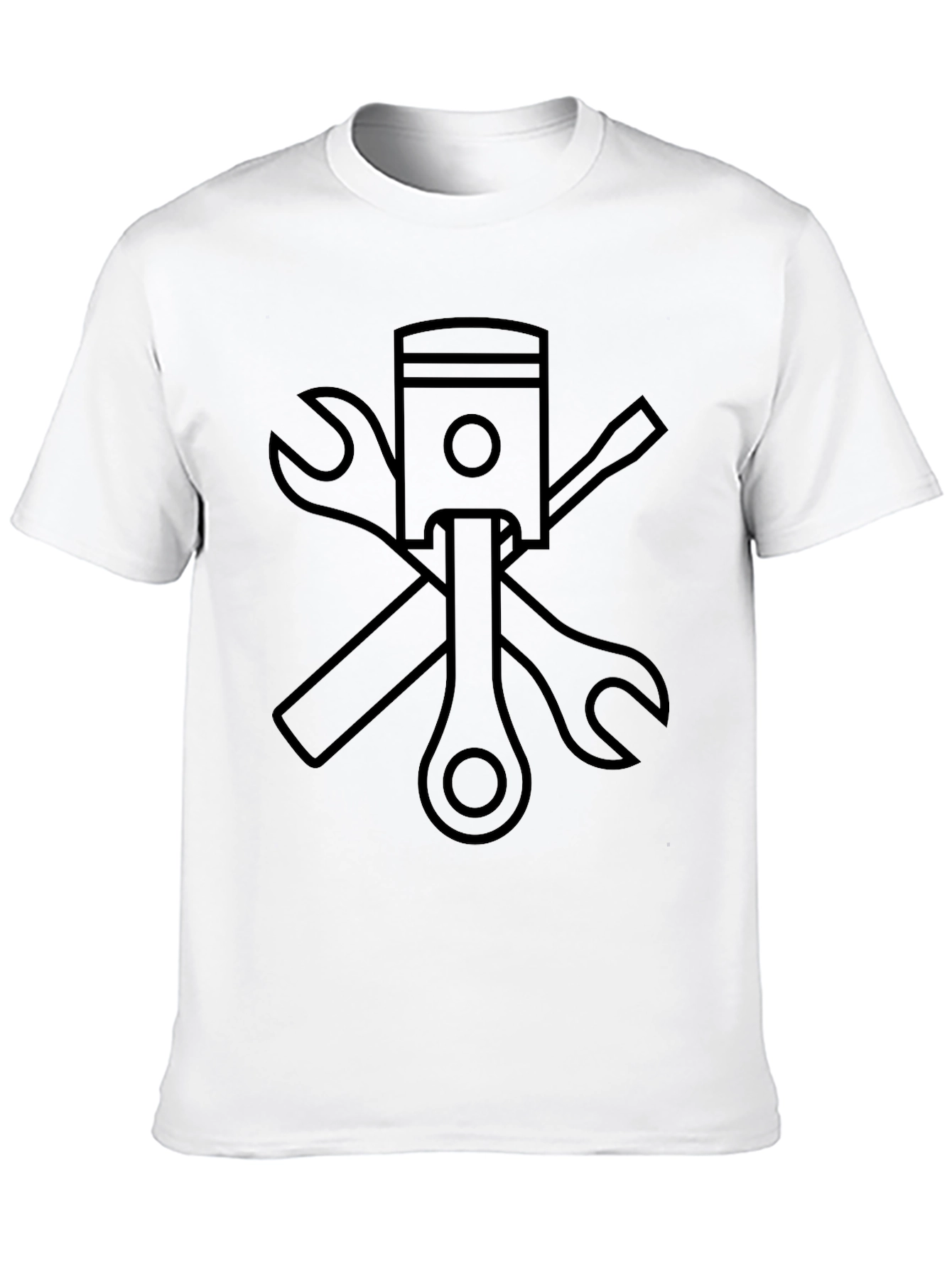 Black Mechanic T-Shirt with Piston & Tools Graphic