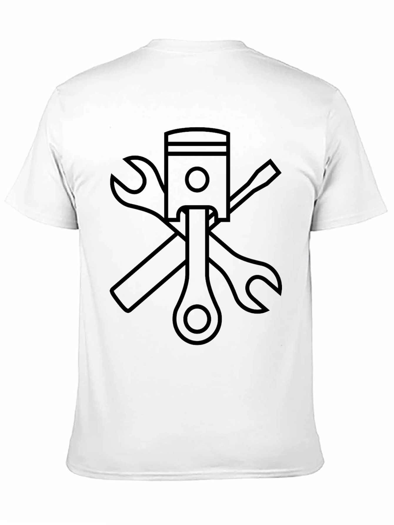 Black Mechanic T-Shirt with Piston & Tools Graphic