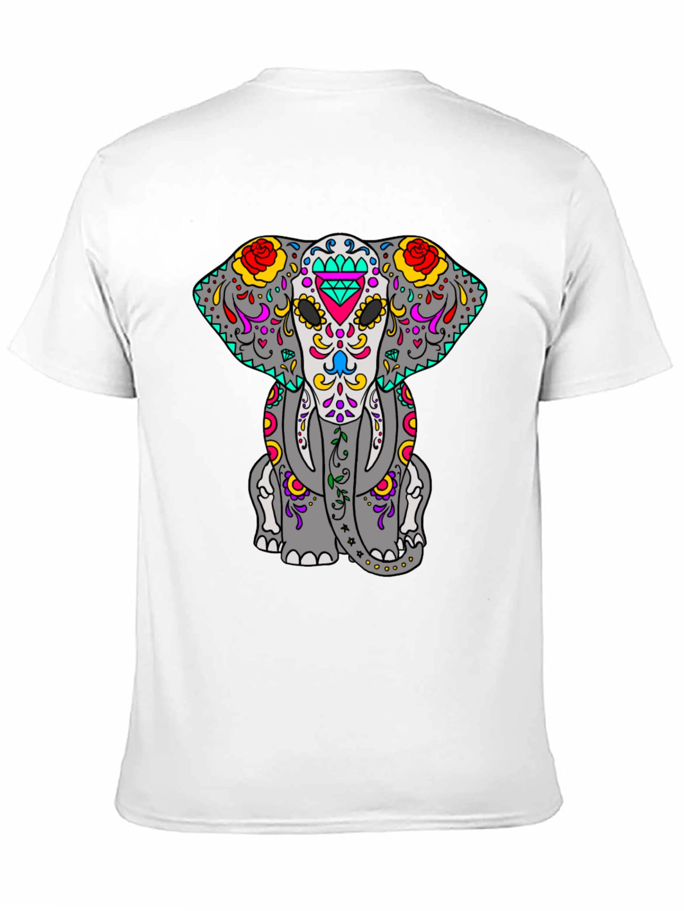 Sugar Skull Elephant Graphic Tee - Black