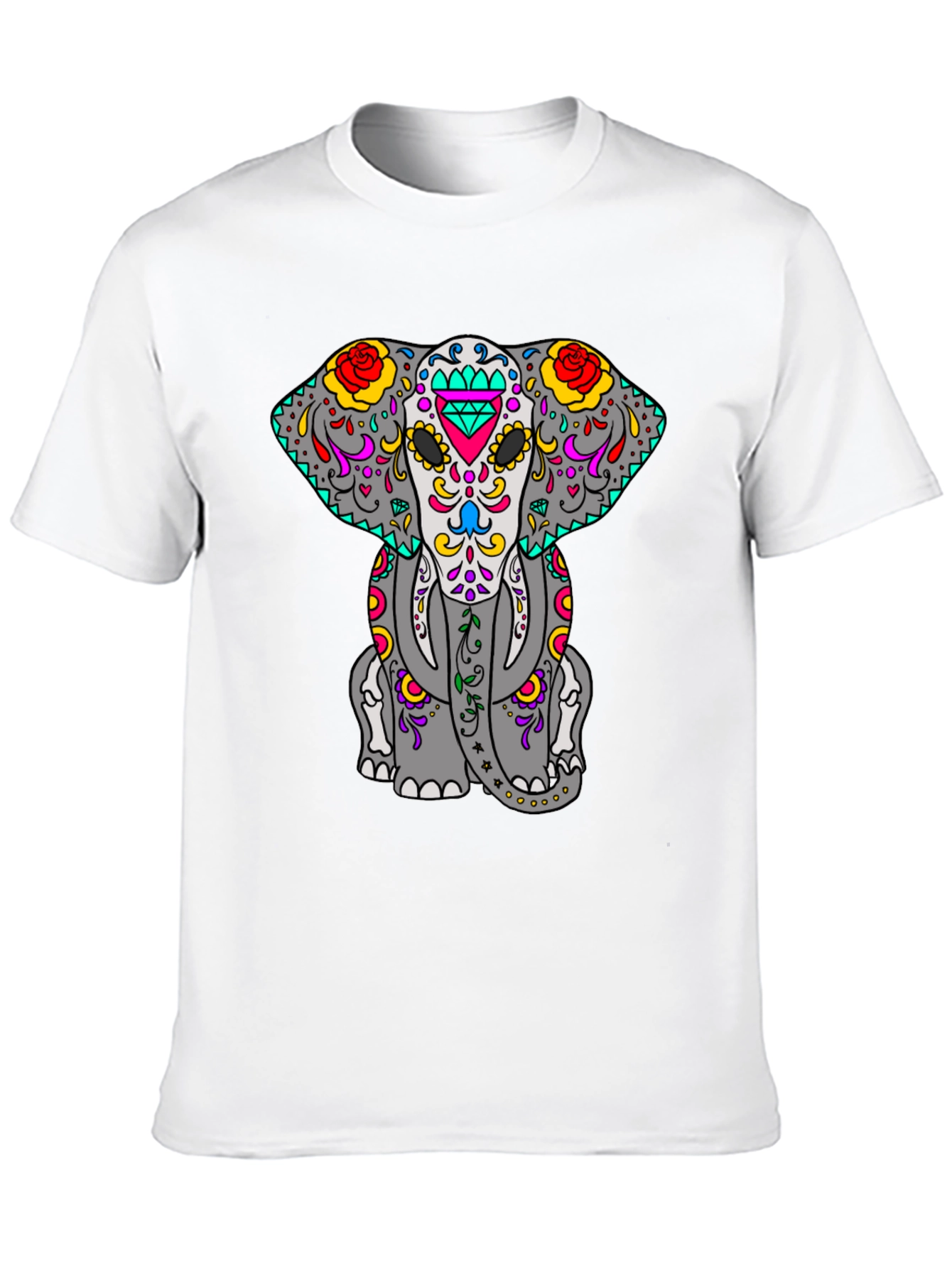 Sugar Skull Elephant Graphic Tee - Black