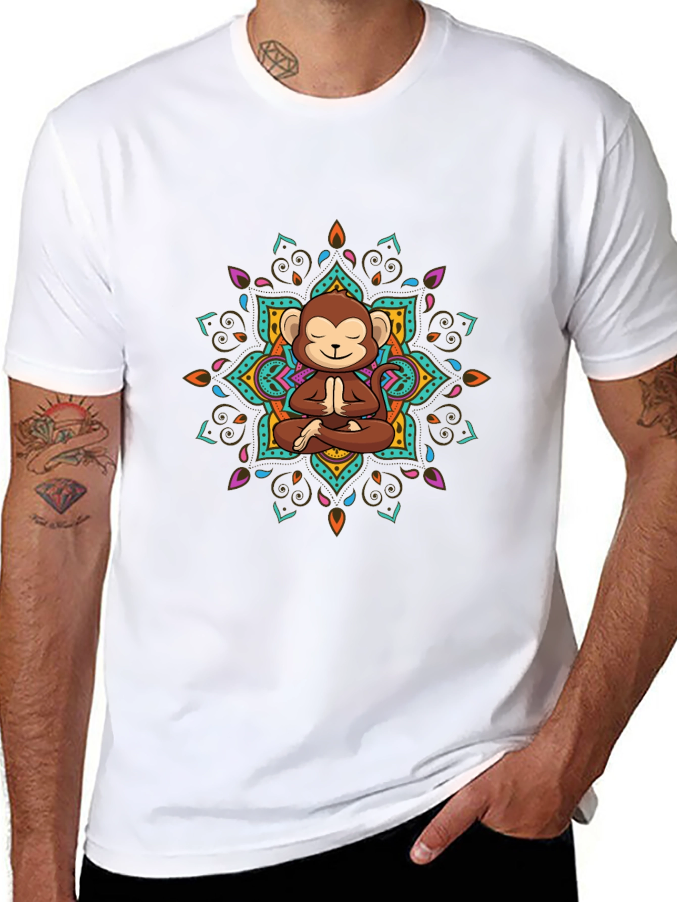 Monkey Mandala T-Shirt - Meditating Monkey Design