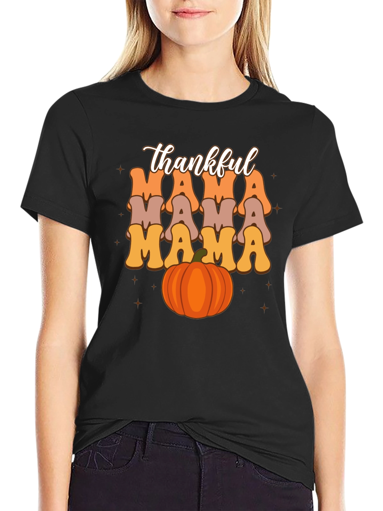 Thankful Mama Pumpkin T-Shirt - Fall Season Tee