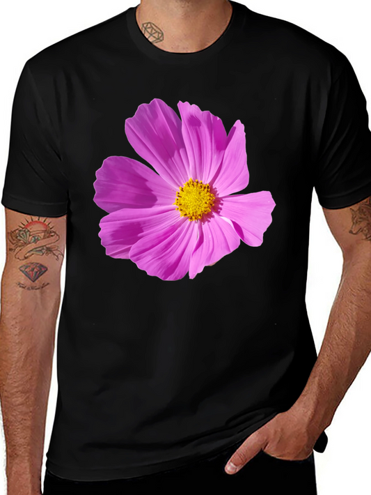 Floral Graphic Tee - Black Cotton T-Shirt