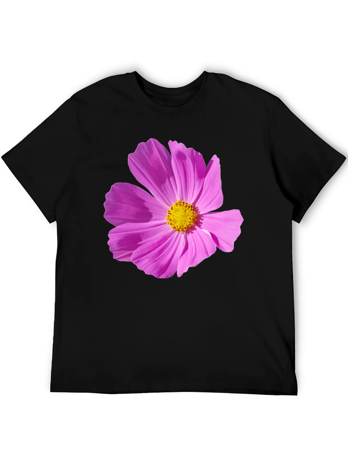 Floral Graphic Tee - Black Cotton T-Shirt