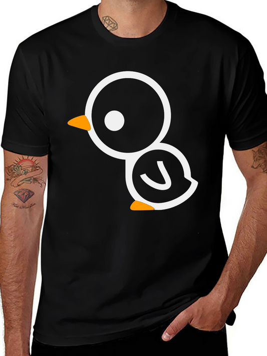 Cute Cartoon Bird Graphic Black Tee