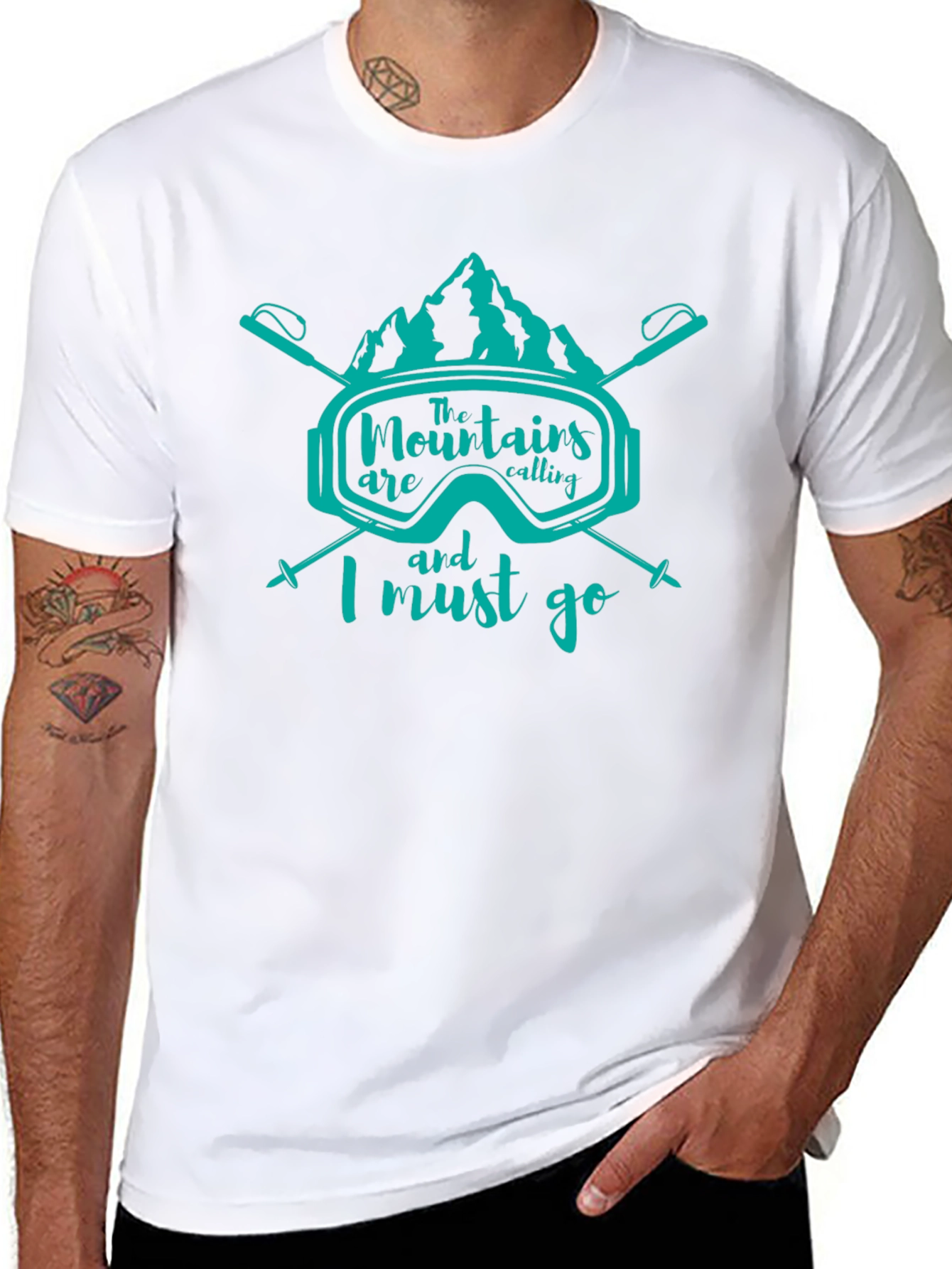 Mountains are Calling Black Tee - Adventure Ready