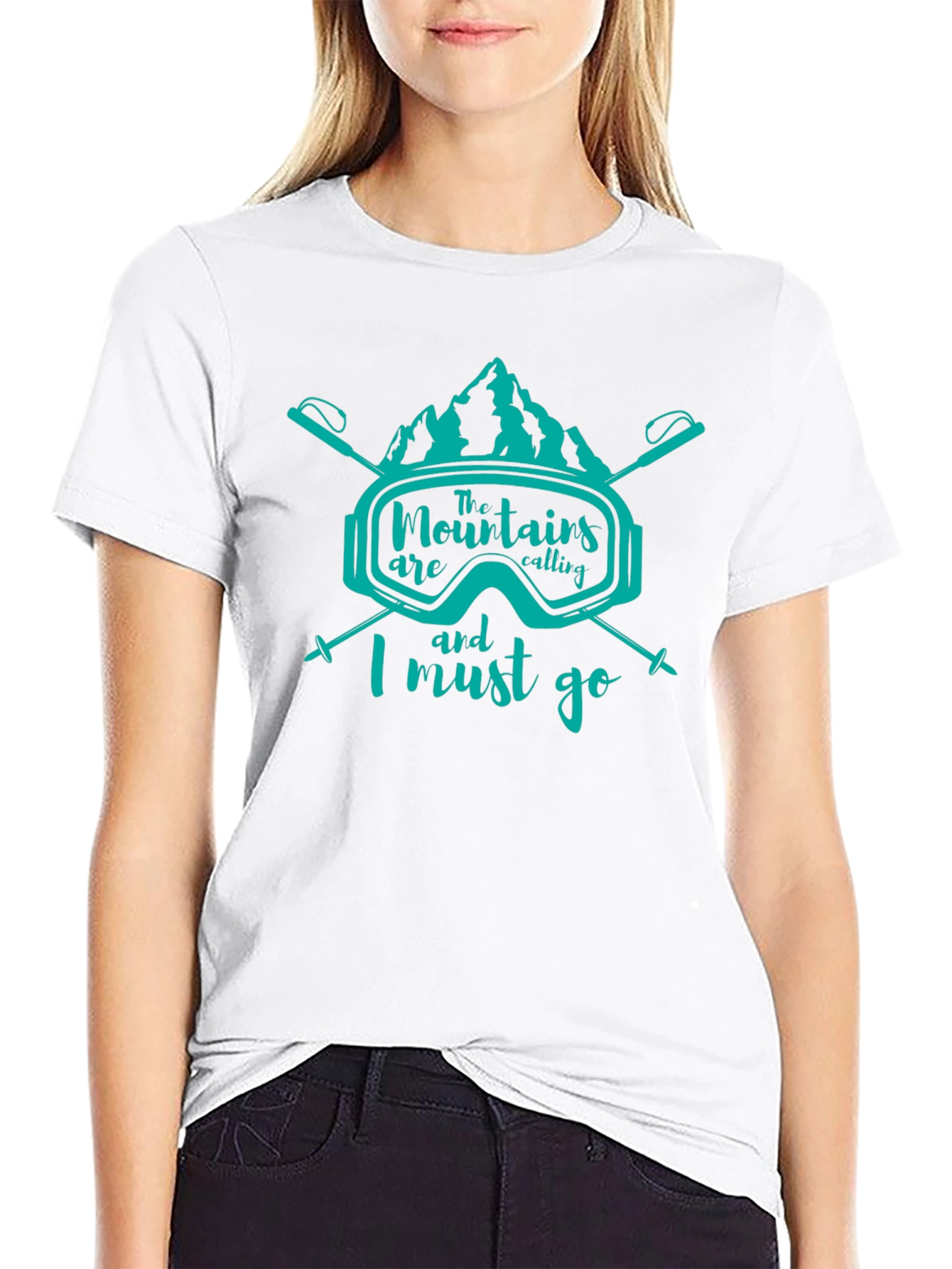 Mountains are Calling Black Tee - Adventure Ready