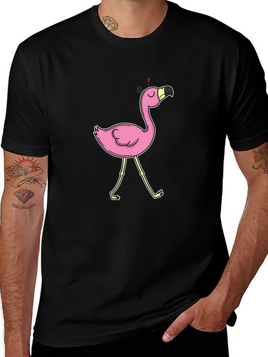 Black T-Shirt with Flamingo Graphic