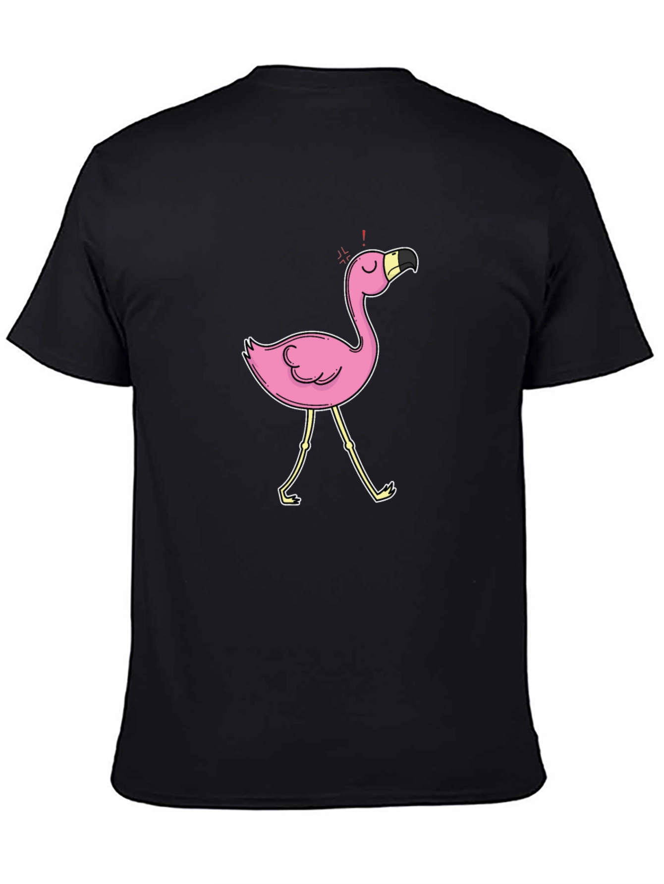 Black T-Shirt with Flamingo Graphic